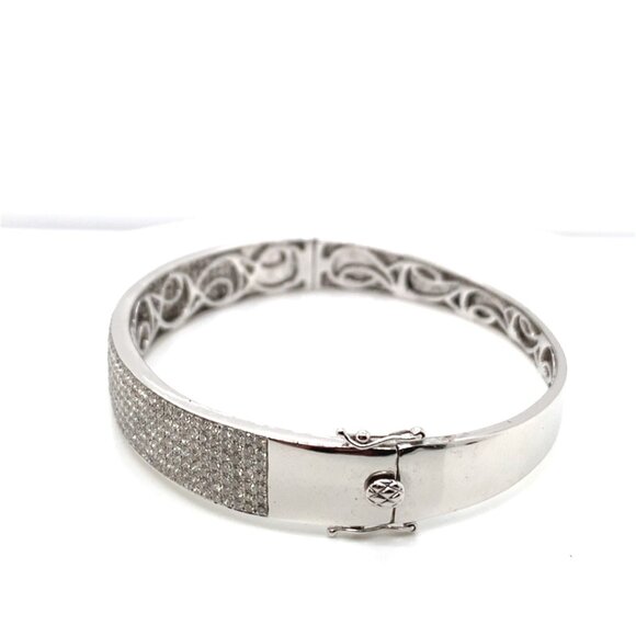 14K White Gold Diamond Bangle Bracelet (4.59 CTW) - Picture 2 of 3